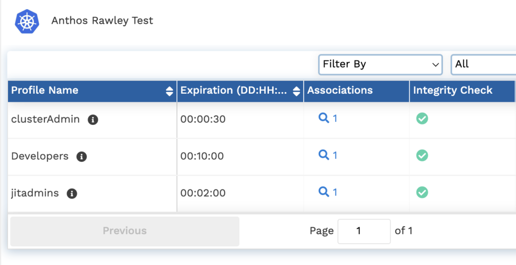 screenshot showing corresponding profiles in Britive UI